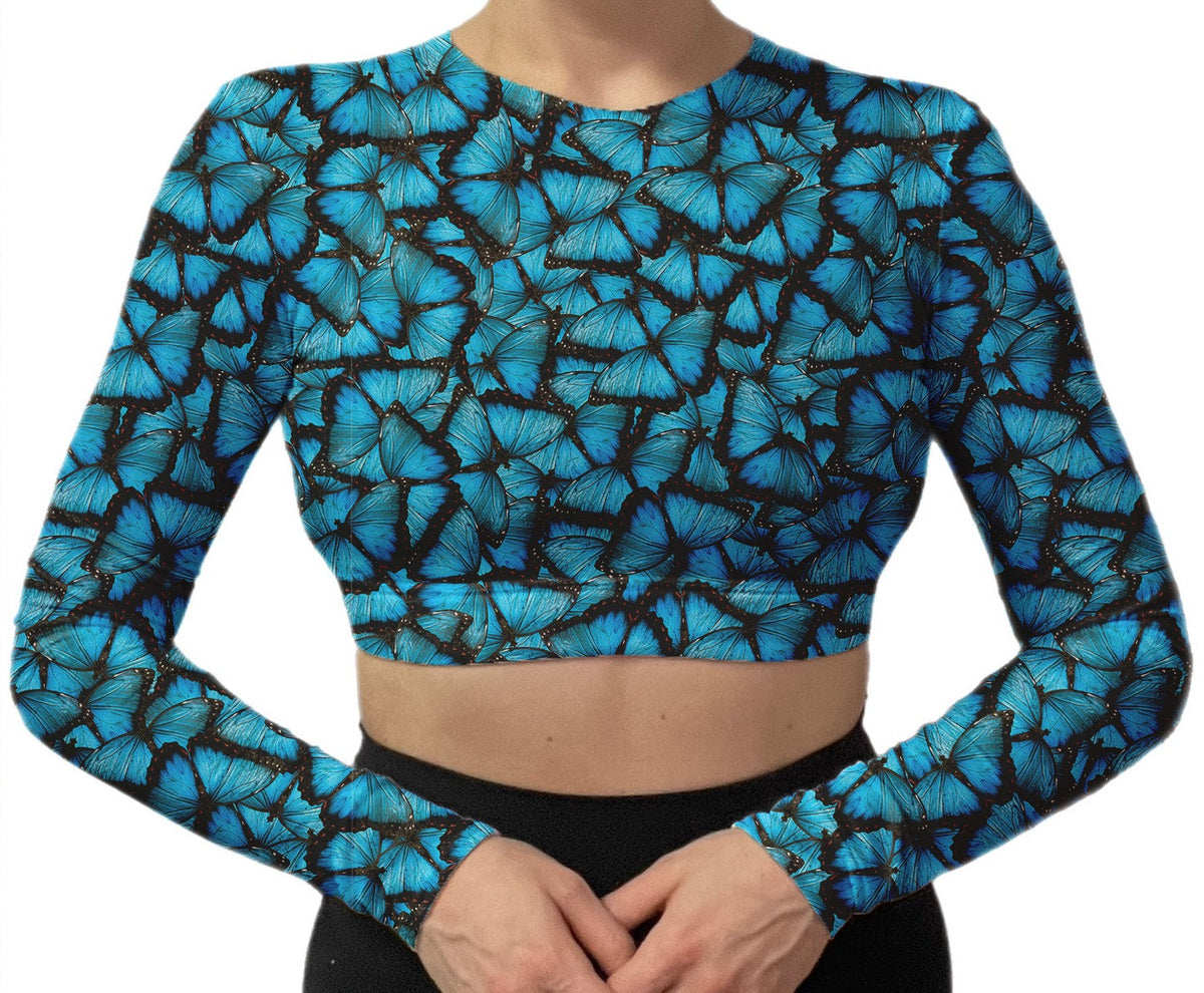 Blue Butterfly Shoulder Sports Bra – Brittany Allen