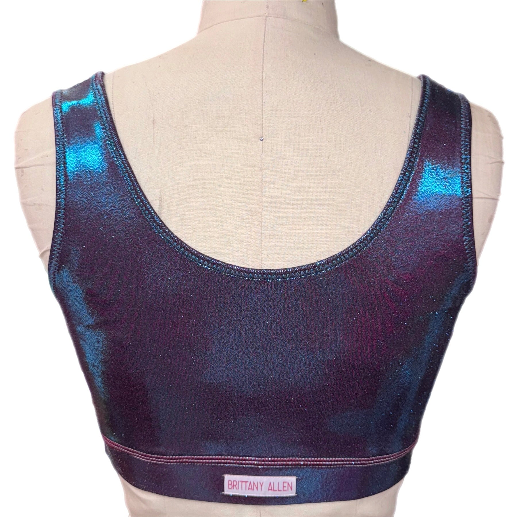 Metallic Panel Bra Burgundy/Turquoise Metallic Illusion Scoop Neck Bra – Brittany Allen