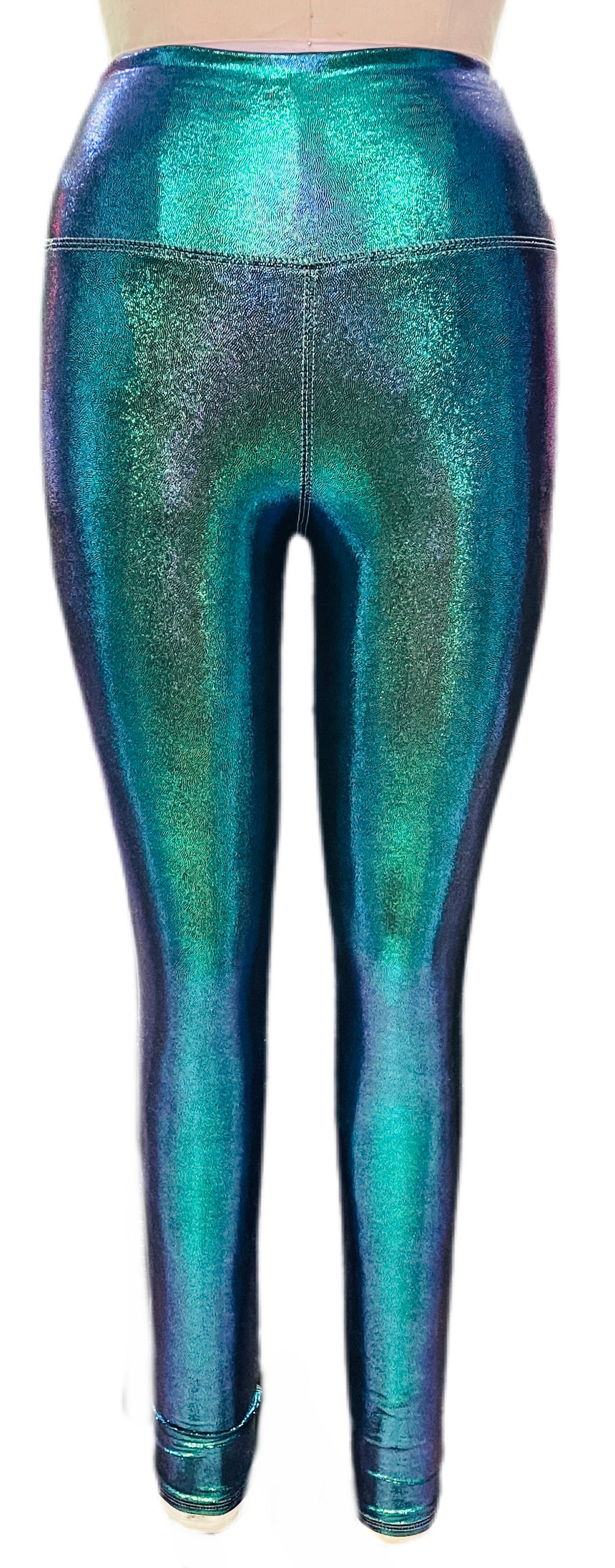 Girls Novelty Stretch Leggings | Turquoise Mermaid Sparkle