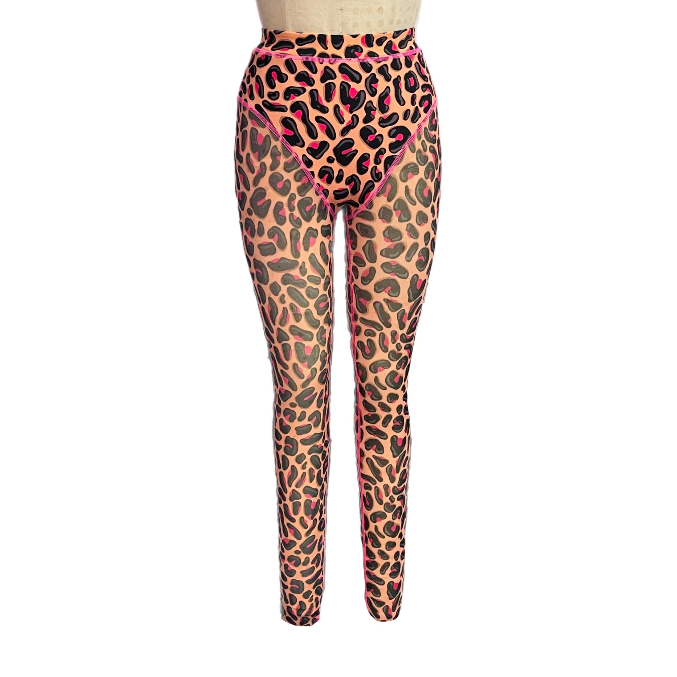 Pink Leopard Sheer Panty Leggings