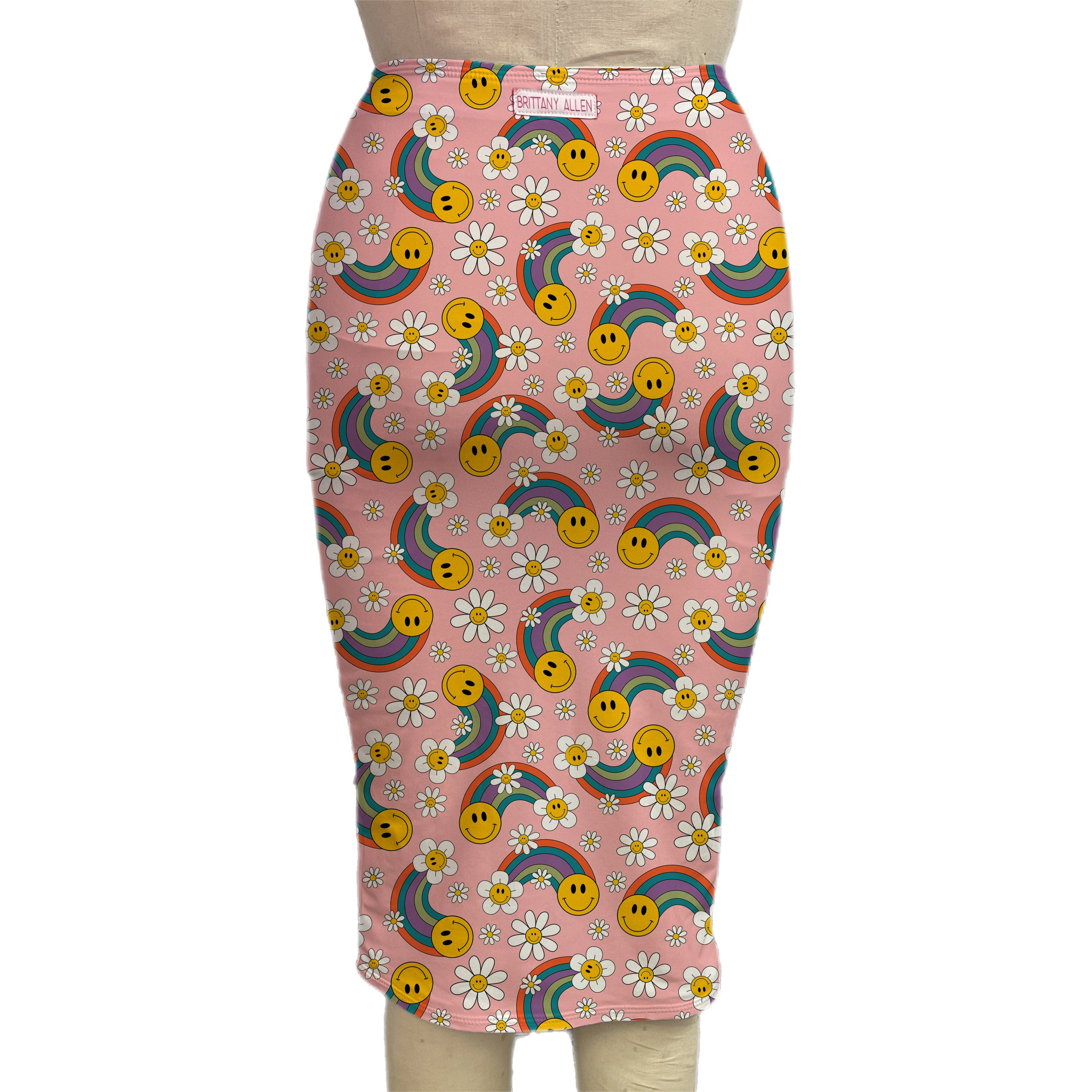 Flower Child Spandex Pencil Skirt