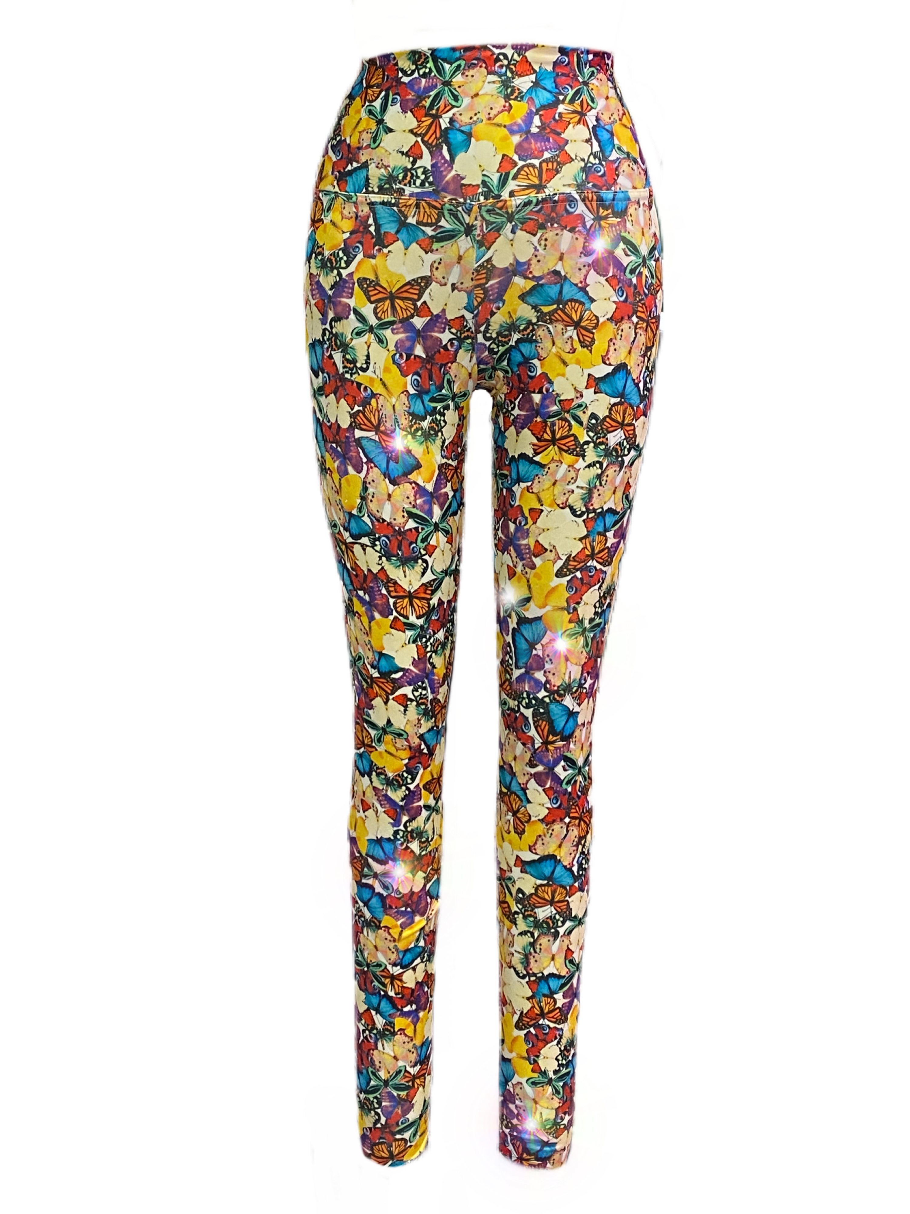 Brittany Allen - Rainbow Butterfly Print Activewear Leggings Polyester
