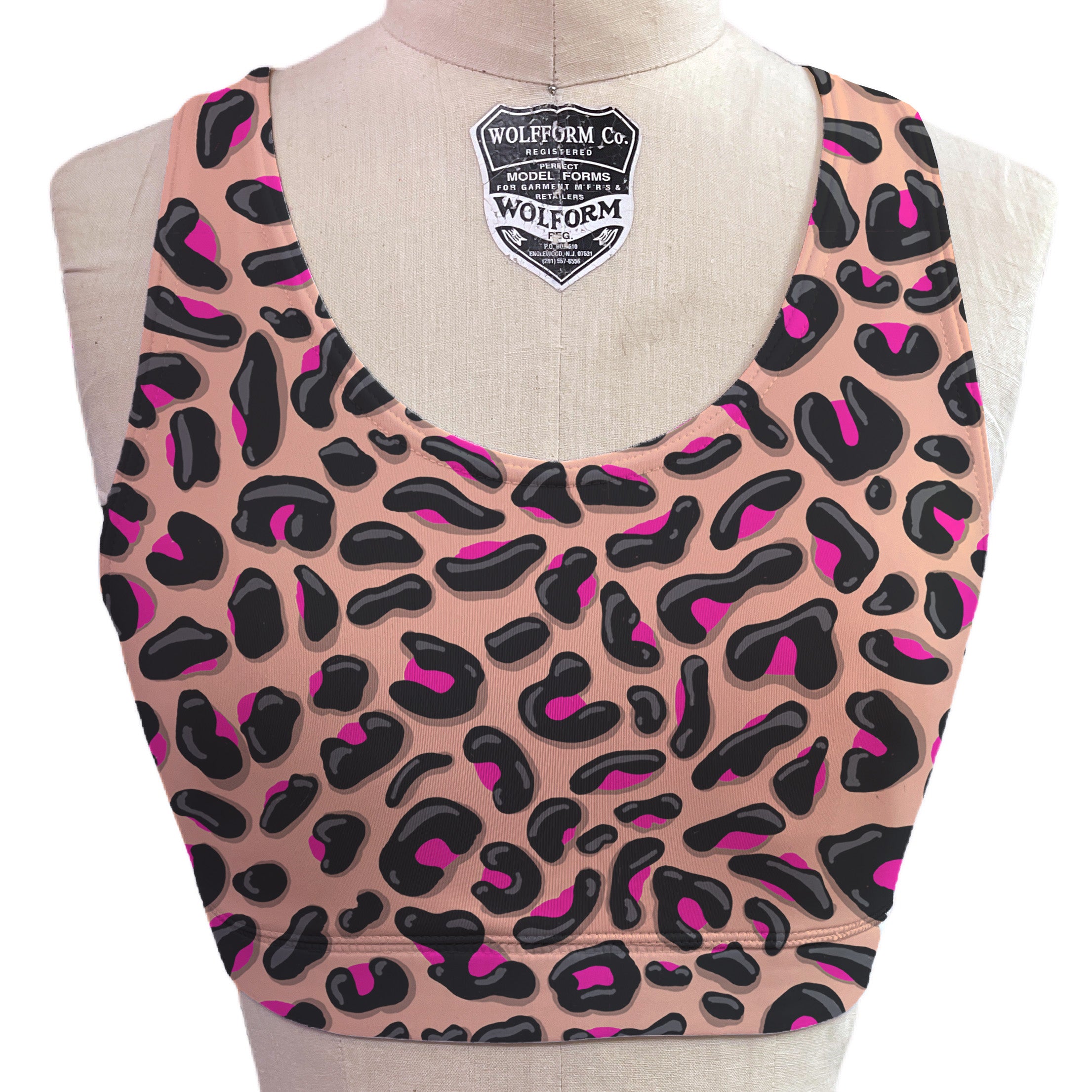 Women's Pink Wild Leopard Cheetah Print Athletic Sports Bra